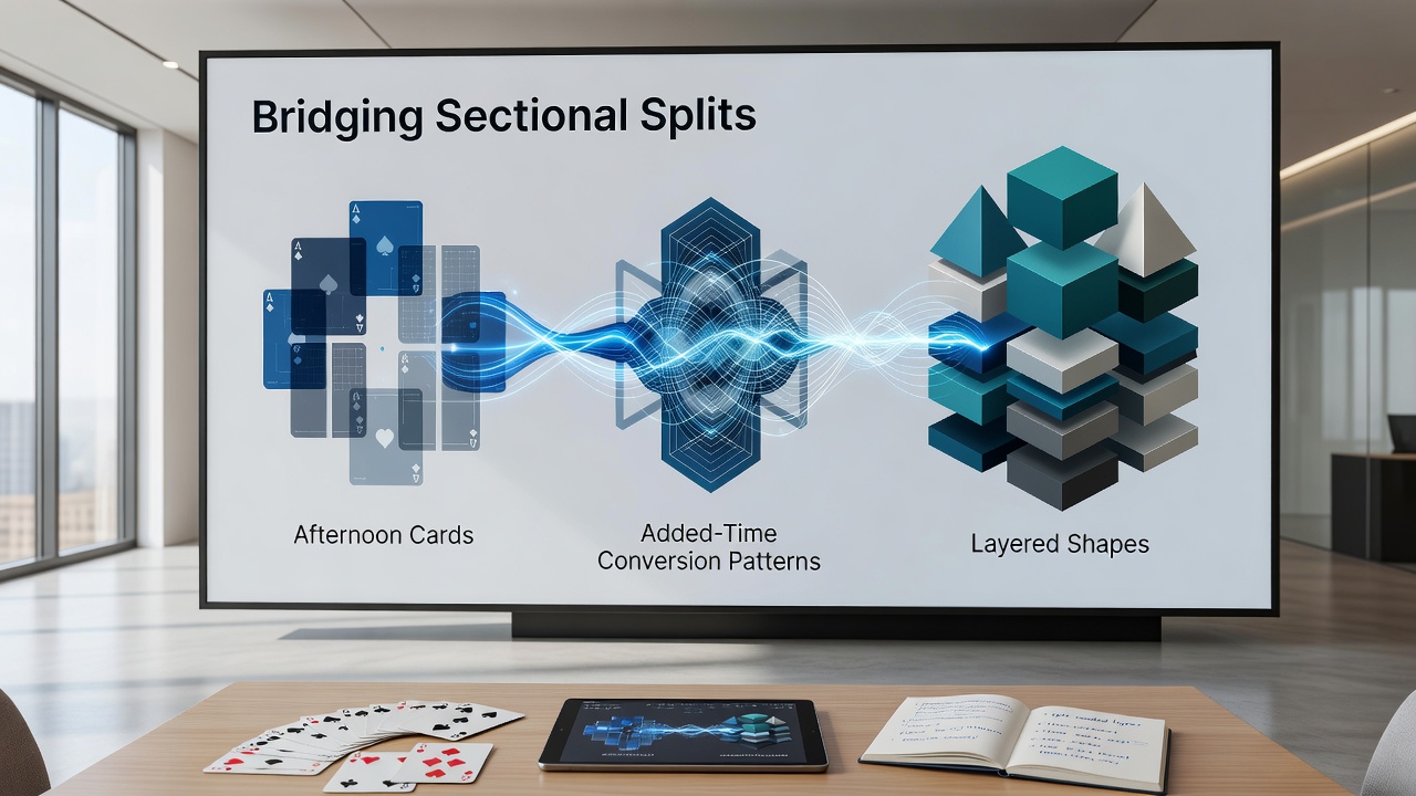Layered betting selections connecting afternoon racing splits to evening football added-time outcomes