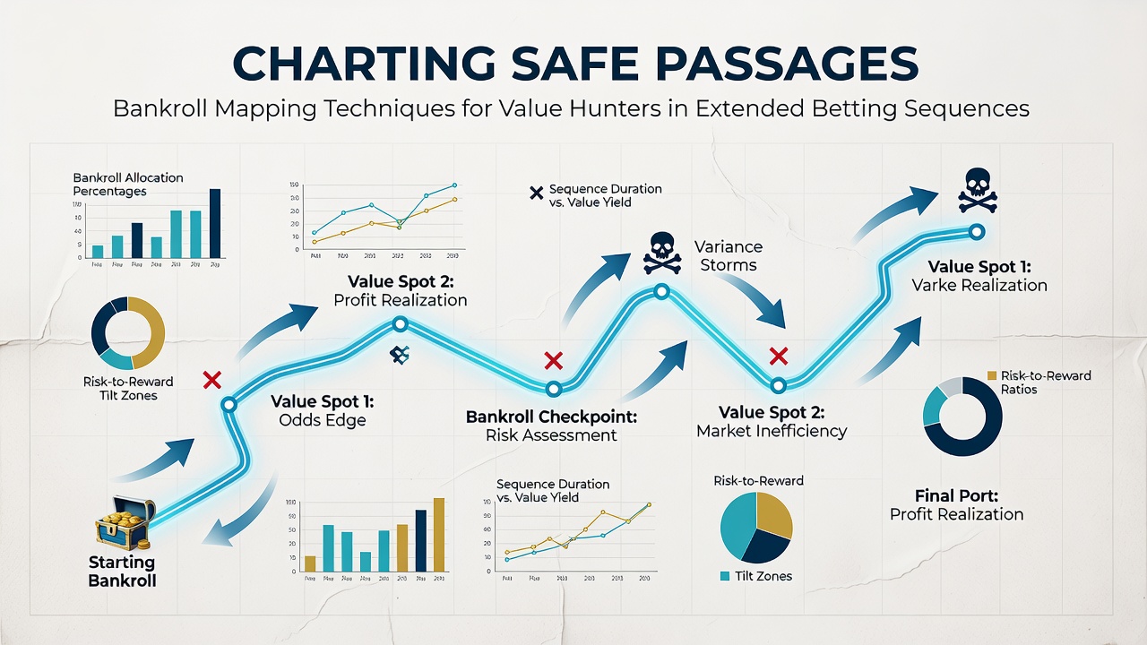 Bankroll mapping chart showing allocation paths across extended betting sequences in football and horse racing