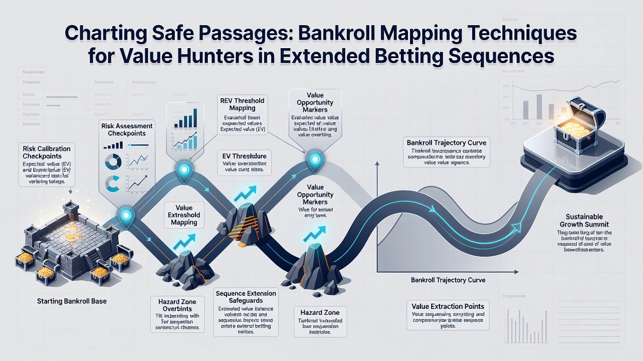 Detailed bankroll flow diagram illustrating progression through multi-leg betting sequences with value checkpoints