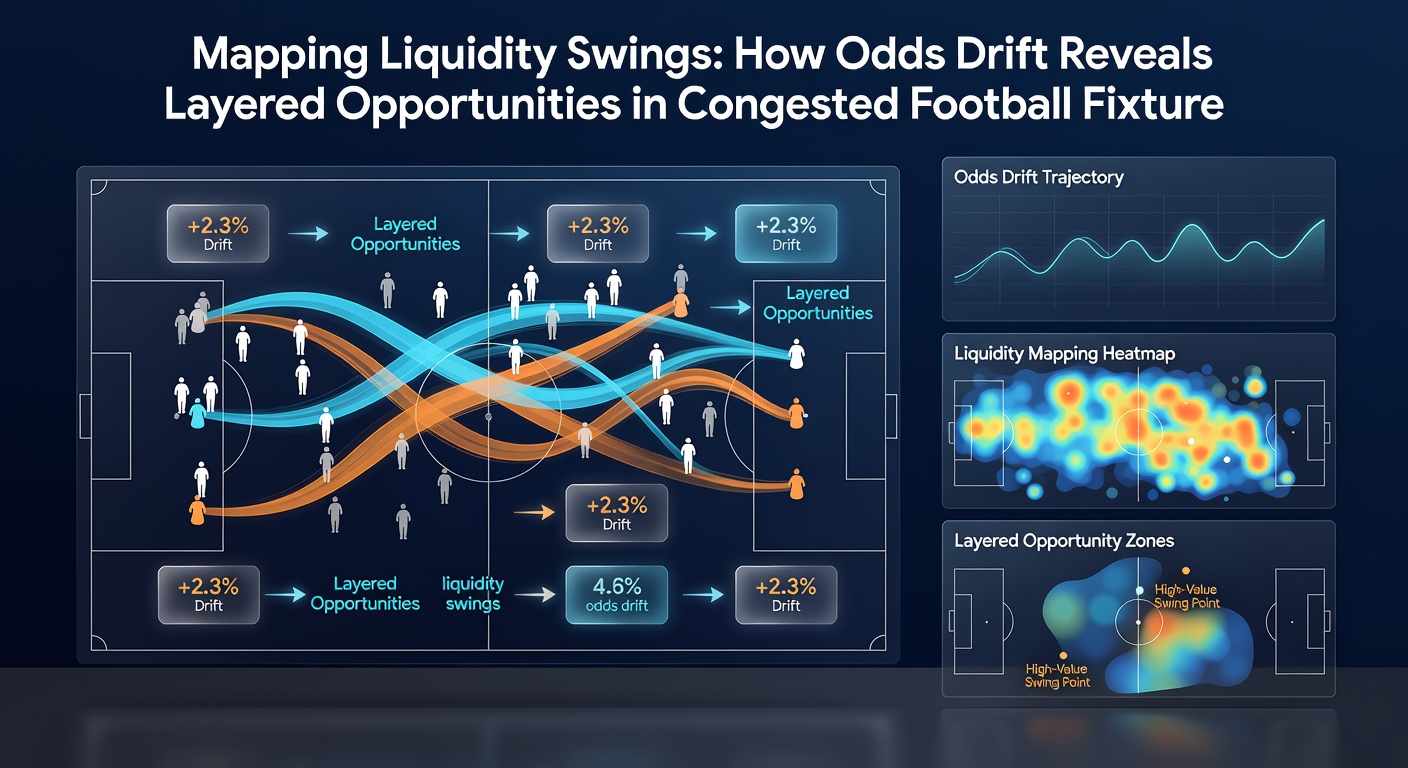 Detailed chart illustrating liquidity swings and odds drift patterns across multiple football matches and flat races