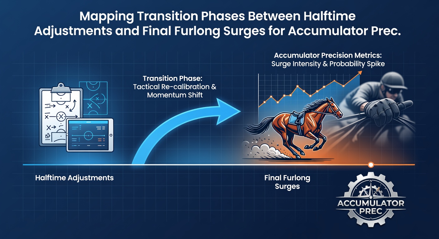 Infographic showing data overlays between soccer halftime transitions and equine final furlong accelerations for betting precision